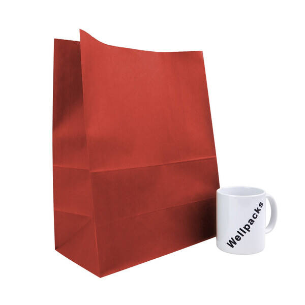Бумажный пакет без ручек 260х150х350 мм красный крафт 50 шт./
