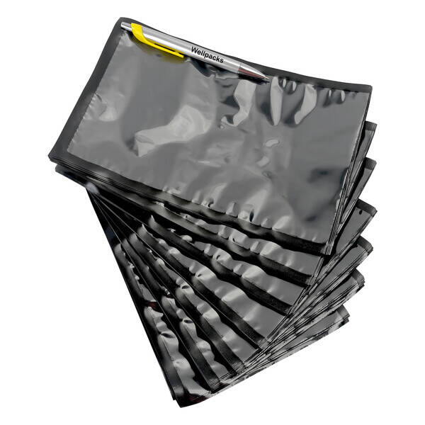 Вакуумний пакет гладкий чорний з прозорою стінкою 160х250 мм 65 мкм 100 шт./