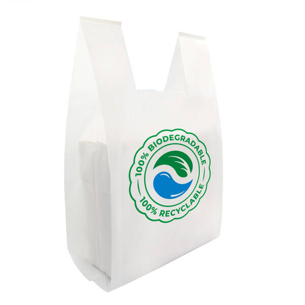 Біорозкладаний пакет майка з крохмалю з Вашим логотипом/Поліетиленові пакети
